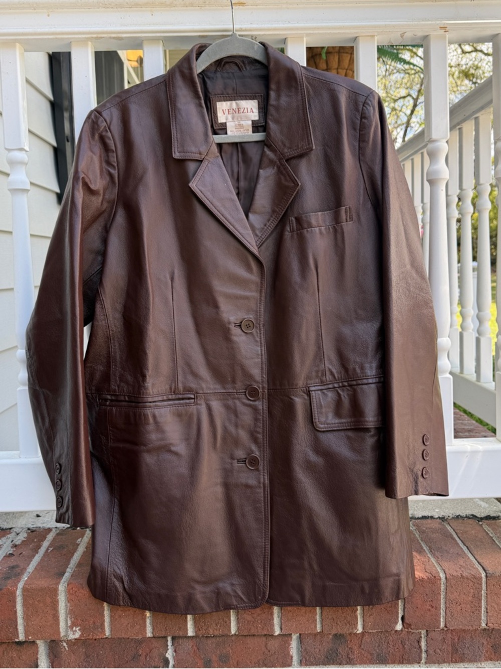 Venezia Real Leather Brown Barn Jacket Coat Size 18W 1X